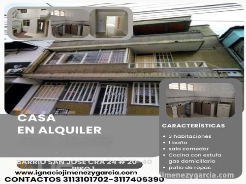 carrera 24 20 40 Barrio San Jose piso 1